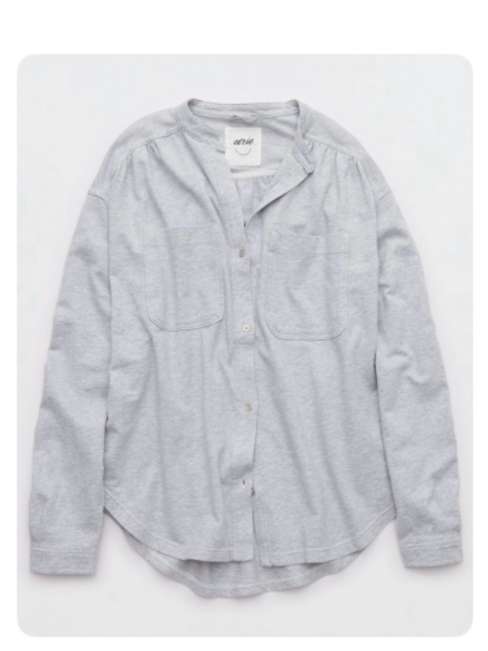 aerie Light Gray Button-Up Long Sleeve Sweater